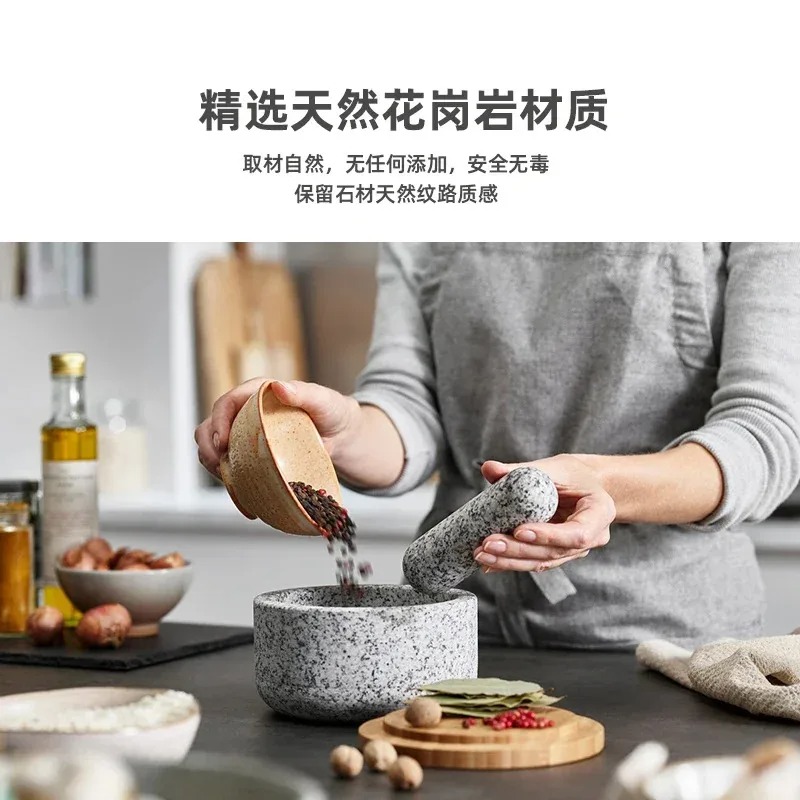 Mortar Pestle Granite - Molinillo de ajo con cubierta de