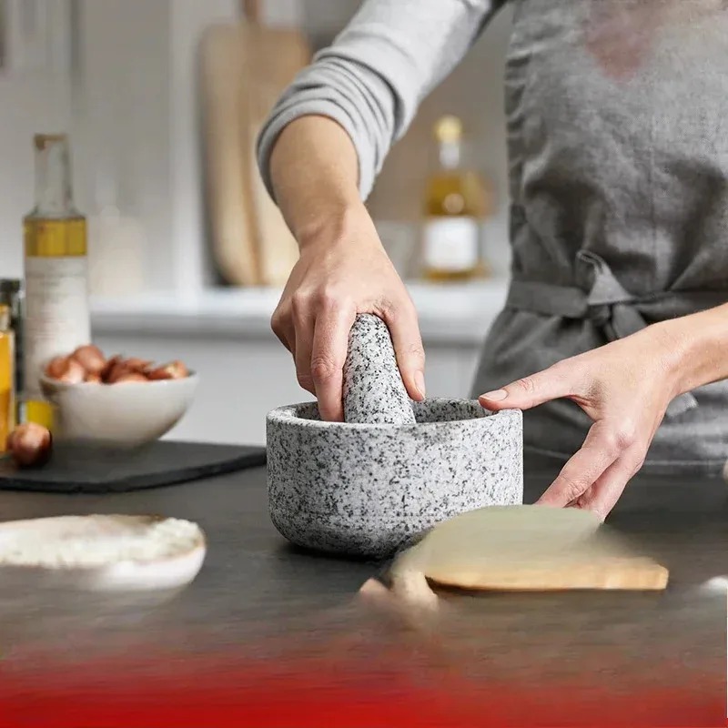 Molinillo de ajo con cubierta  - Mortar Pestle Granite reseña y precio
