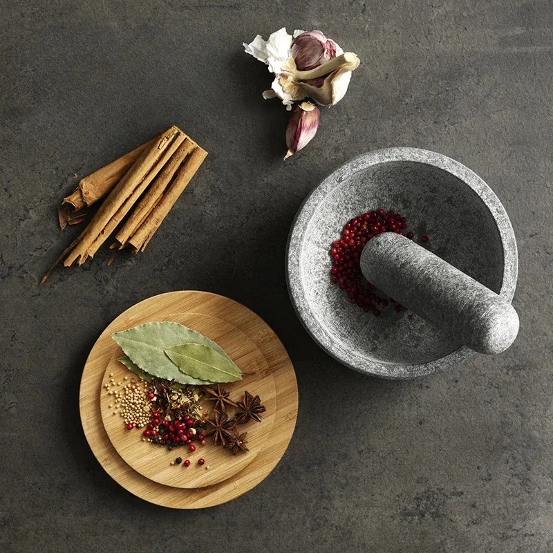 Molinillo de ajo con cubierta  - Mortar Pestle Granite reseña y precio