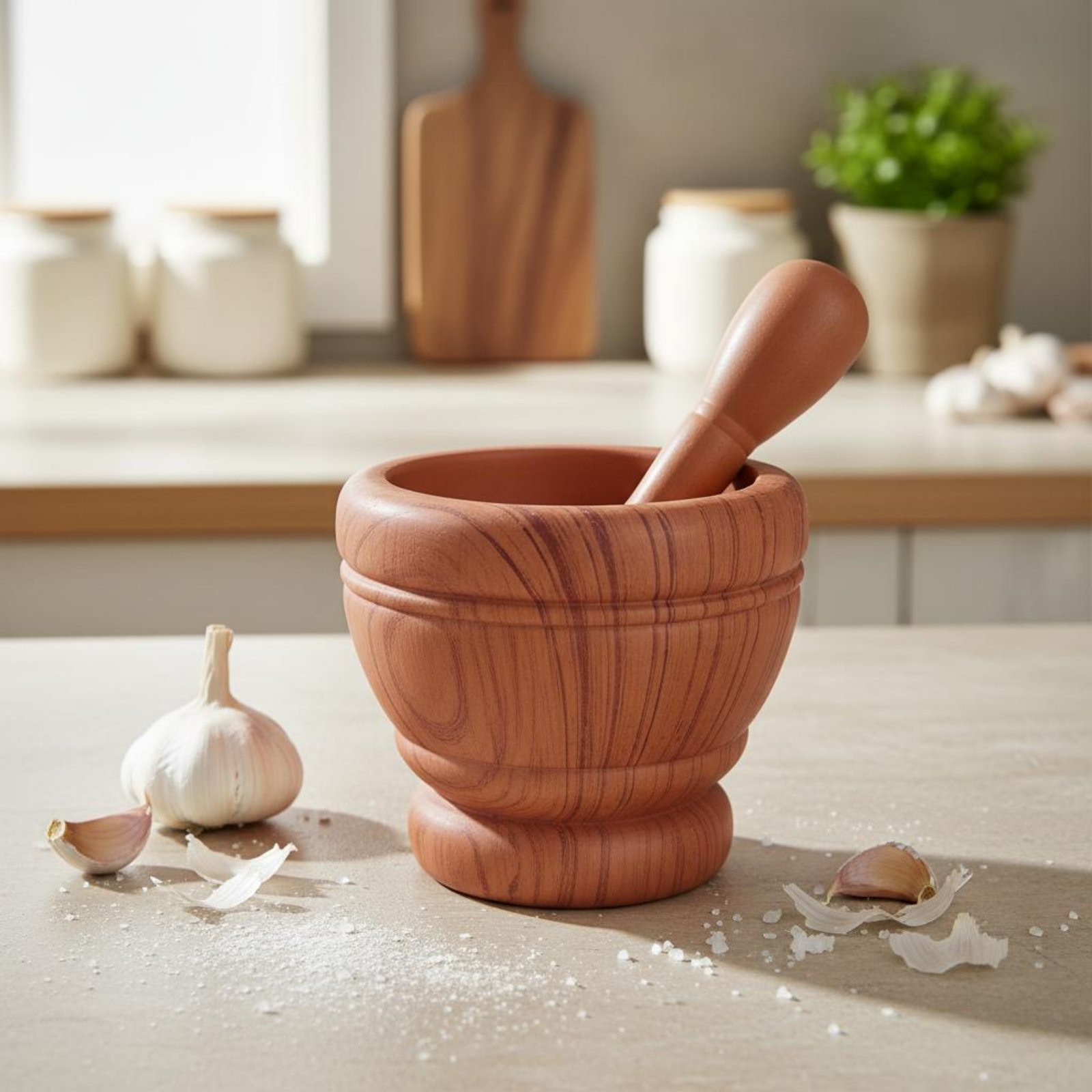 Mortero y Pilón para Ajo, Fáci - Mortar Pestle Granite reseña y precio